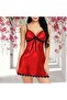 Satin Spaghetti Strap Lace Trim Nightgown (Y136) - 3