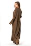 Long Sleeve Eye-Catching Crew Neck Button Detail Autumn and Winter Long Knit Dress Coffee Khv - 2