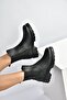 V674420509 Black Thick Soled Women's Boots with Rubber Detail - 2