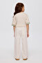 Girl's Corded Fabric Velvet Ecru Trousers with Belt Detail - 7