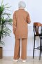 Ribbed Collar Detail Knitwear Set S1064 Mink - 5