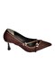 V820975004 Brown Fabric Thin Heeled Shoes with Staple Detail - 6