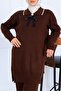 Ribbed Collar Detail Knitwear Set S1064 Brown - 4