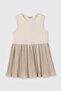 Baby Girl Printed 2-Piece Knitted Beige Dress with Inner Dress - 4