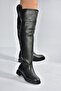 V973801009 Black Low Heeled Over-The-Knee Classic Women's Riding Boots - 3