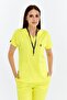 Happiness Spaniard - Stretch Fabric Doctor Nurse Scrubs Uniform Surgical Set (WOMEN), Lemon - 5