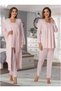 Women's Pink Lace Special Design Maternity Pajama Set 3-Piece Set - 4