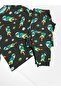 Boys' 100% Cotton Combed Fabric Black Color Dinosaur Patterned Long Sleeve Seasonal Pajama Set - 4