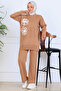 Embroidery Detailed Knitwear Set S1120 Mink