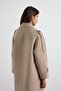 Double-Breasted Collar Epaulet Detailed Cashmere Coat Mink - 7