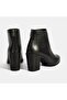 Woman's black thick heeled leather boots - 8
