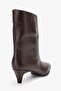 Aleo Brown Skin Genuine Leather Pointed Toe Women's Short Heeled Boots - 5