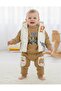 Baby Boy Transitional Animals Detailed Inflatable Vest Set 6-9-12-18 Months Old 3-Piece Baby Set - 3