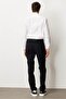 Men's Elastic Waist Side Pocket Cotton Trousers Navy Blue - 2