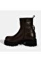 Women's Brown Thick Soled Leather Boots - 3