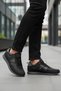 Black Smoked Lace-Up Leather Men's Sports Shoes Offense m - 3