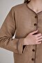 Women's Crew Neck Buttoned Seasonal Mink Quilted Coat - 8