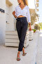 Women's Black Carrot Linen Trousers 700-3118 - 4