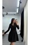 Double-Breasted Cutout Pleated Detail Jacket Dress - Black - 5