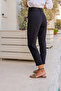 Women's Black Carrot Linen Trousers 700-3118 - 5