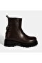 Women's Brown Thick Soled Leather Boots - 2