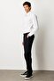 Men's Elastic Waist Side Pocket Cotton Trousers Navy Blue - 3
