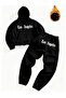 Unisex Men's and Women's Los Angeles Text Printed Oversize 3 Thread Hooded Tracksuit Set