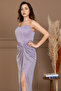Glittery Strapless Balen Detailed Long Evening Dress - Pink - 3