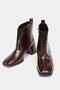 Burgundy Patent Leather Women's Patent Leather Blunt Toe Heeled Short Boots – Shiny Leather Modern Form