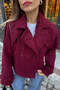 Burgundy Epaulet Pocket Detail Lined Wool Coat - 2