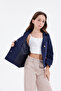Girl's Short Trench Coat with Button and Back Design Detail - 7