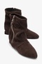 Noar Brown Suede Genuine Leather Drawstring Zippered Women's Boots