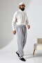 Men's Elastic Waist Pocket Hajj Umrah Muslin Pants - Gray (Ans) - 3