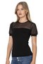 Özkan 27680 Women's Premium Fabric Ring Viscose Short Sleeve T-Shirt Blouse Crew Neck Tulle Detail - 4