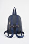 Women's Koala Navy Blue 3 Compartment Soft Faux Leather Zipper Closure Travel & Casual Backpack - 3