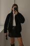 Women's Zippered Stand Collar Lamb Plush Coat - 3