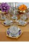 12-Piece Tea Set for 6 People, with Silver Plates and Gold Detailed Gilded Cups. - 5