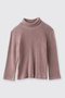 Girl's Turtleneck Soft Textured Long Sleeve Pink T-Shirt - 3