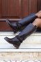 Bitter Brown Knee-High Boots with Rope and Chain Detail - 3