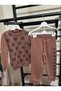 Boy's Pajama Set Winter Tracksuit Set Sweatshirt Cotton 3 Yarn Fleece-Lined Brown Color - 3