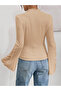 Women's Spanish Sleeve Ribbed Blouse - 3
