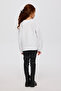 Girl's Crew Neck Tulle Detailed White Sweatshirt - 2