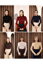 6 Pcs Women's Long Sleeve Stretch Fabric Half Fisherman Combed Cotton Bodysuit