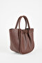 Women's Manolya Bitter Brown Medium Size Lined Snap Fastener and Zipper Closure Handbag and Shoulder Bag - 2