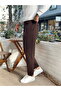 Belt Detailed Italian Cut Fabric Trousers Brown - 3
