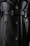 Black Trench Genuine Leather Coat - 5