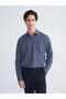 Lcwaikiki Classicnavy Blue Regular Fit Long Sleeve Plaid Poplin Men's Shirt