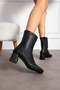 Women's Stretch Ankle Mid-Size Blunt Cut – Heeled Winter Casual Boots - Heel 6.5 cm - 3