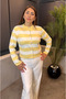 Yellow Cardigan with Stripe Detail and Silver Buttons - 2