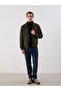 Khaki Standard Fit Shirt Collar Men's Coat - 2